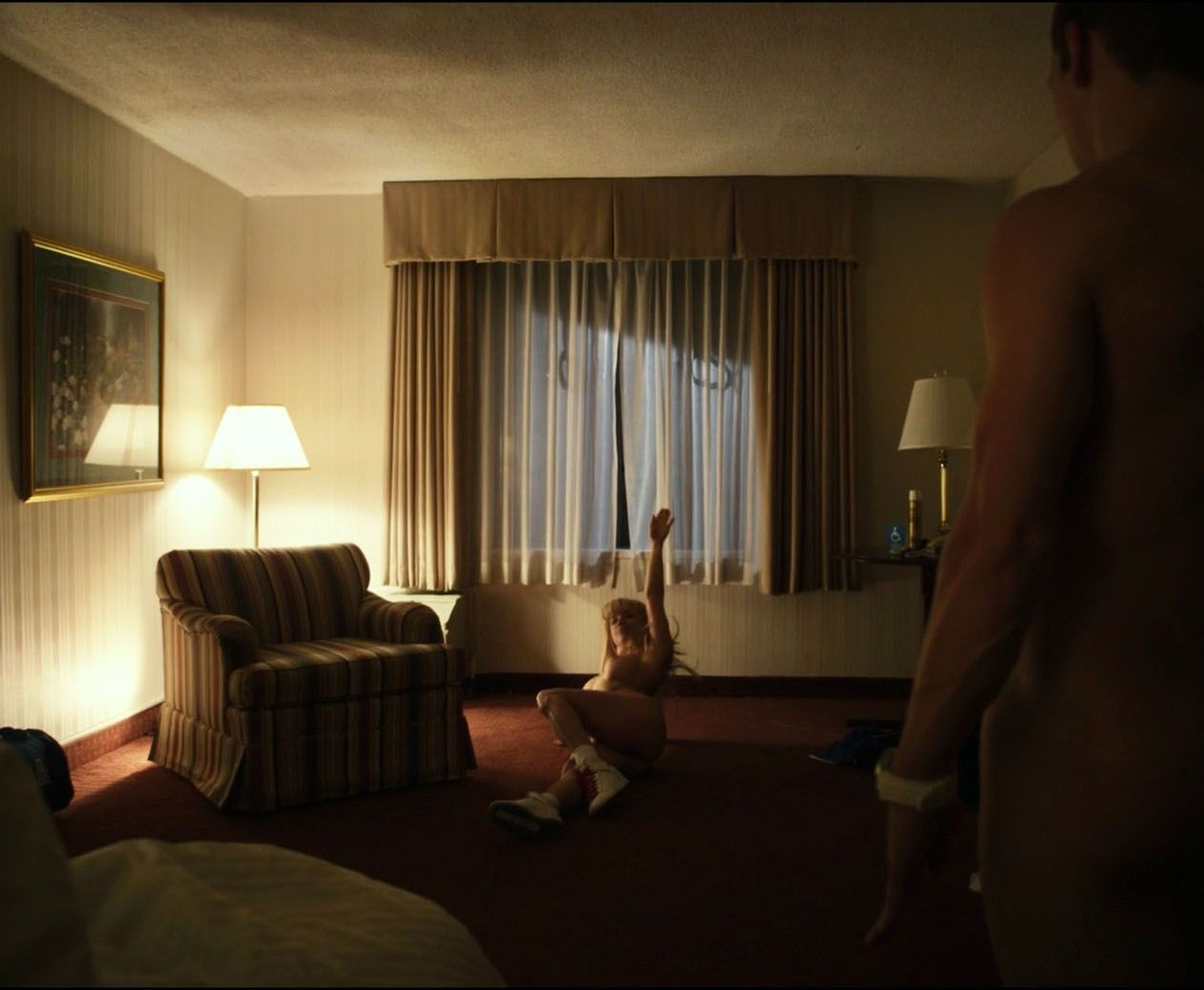 In one of the scenes we can see her having sex completely naked. 