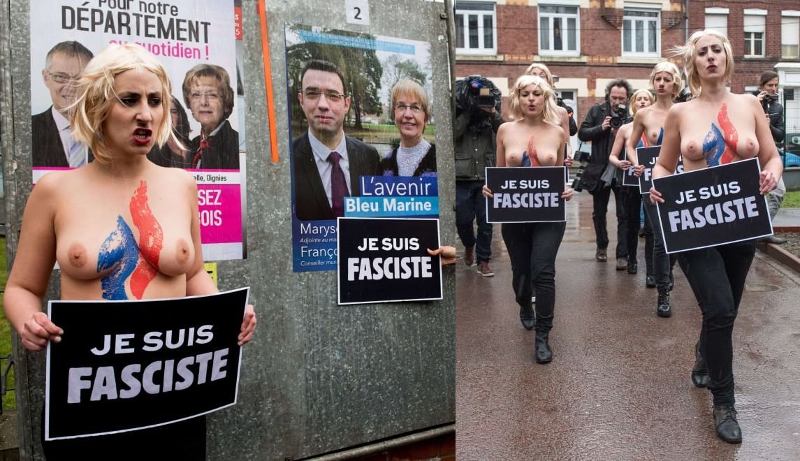 Femen vs marine le pen.