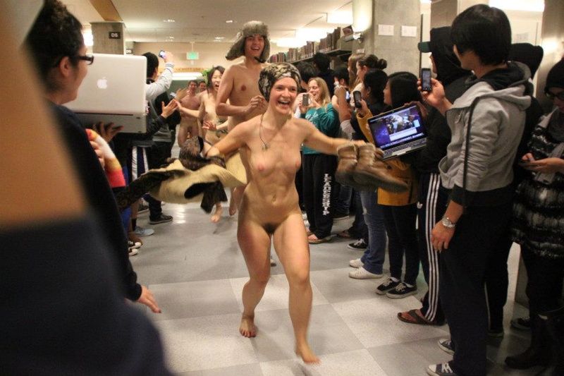Naked at university.